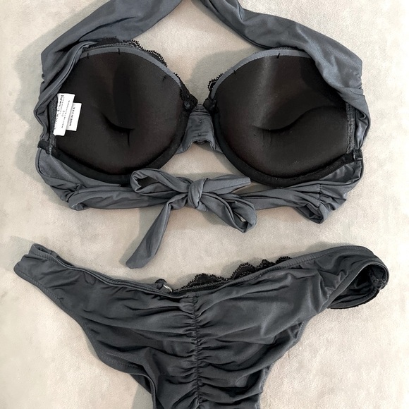 COPY - Beach Bunny Runway Edition Bikini Grey/black lace with buttons on the bo… - Picture 7 of 16